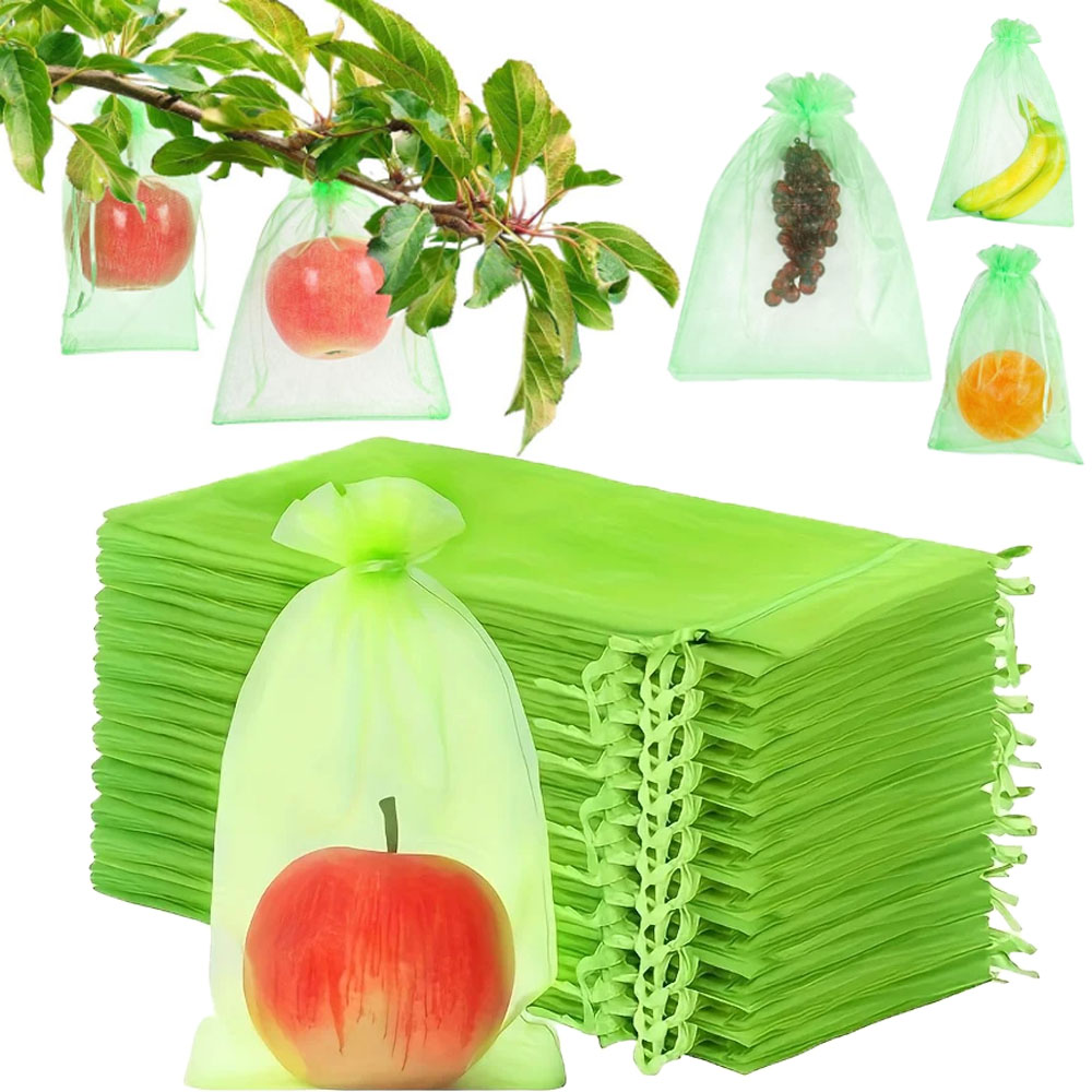 Grow Bags - 100Pcs Green Protective Bag with Zipper,fruit