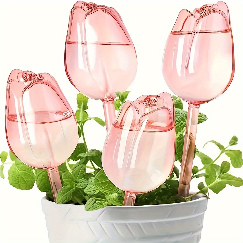 Gardening Tools Pink - 3 pink tulip watering globes with
