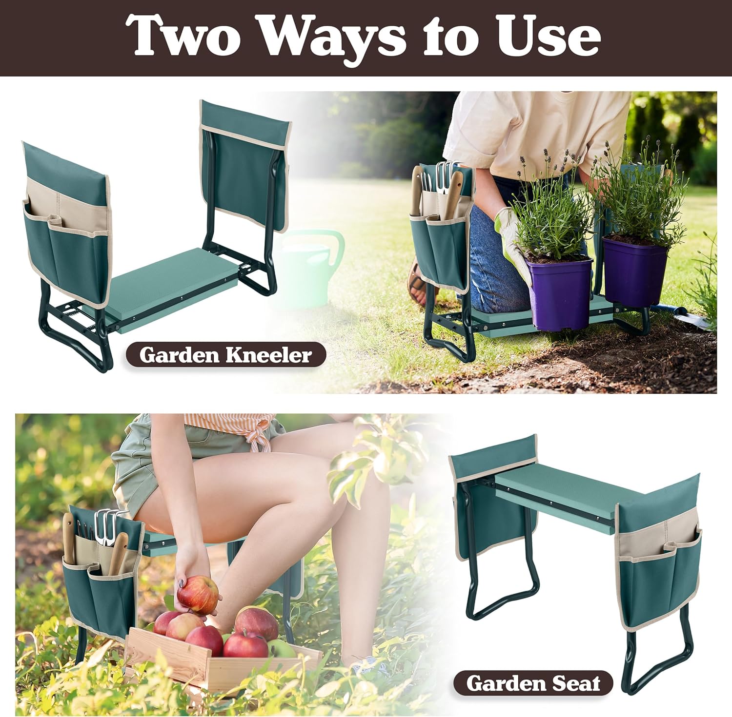 2-in-1 Garden Kneeler and Seat - огляд і ціна Gardening Tools Green