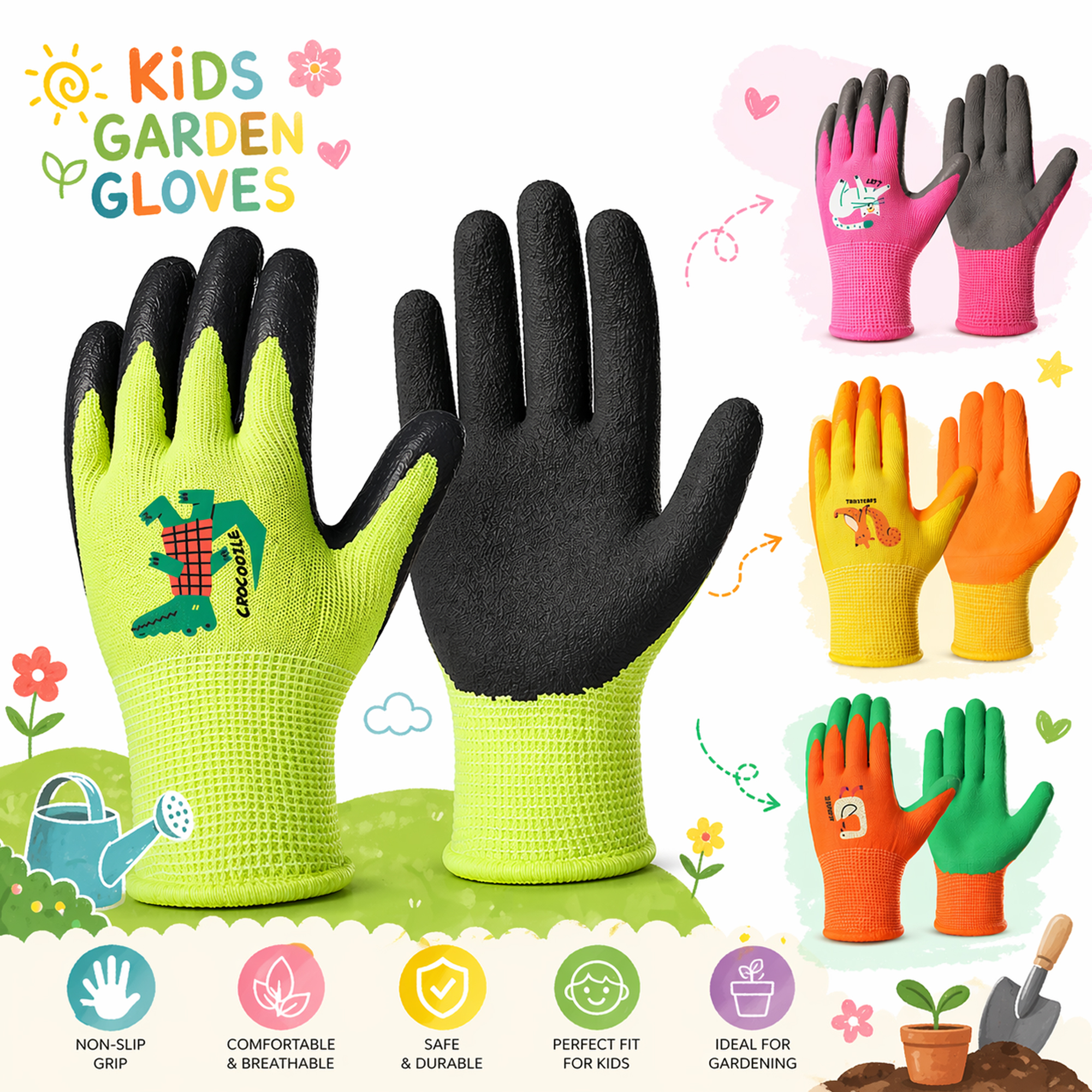 4 Pairs Kids Gardening Gloves  - огляд і ціна Gardening Tools 5 Year Old