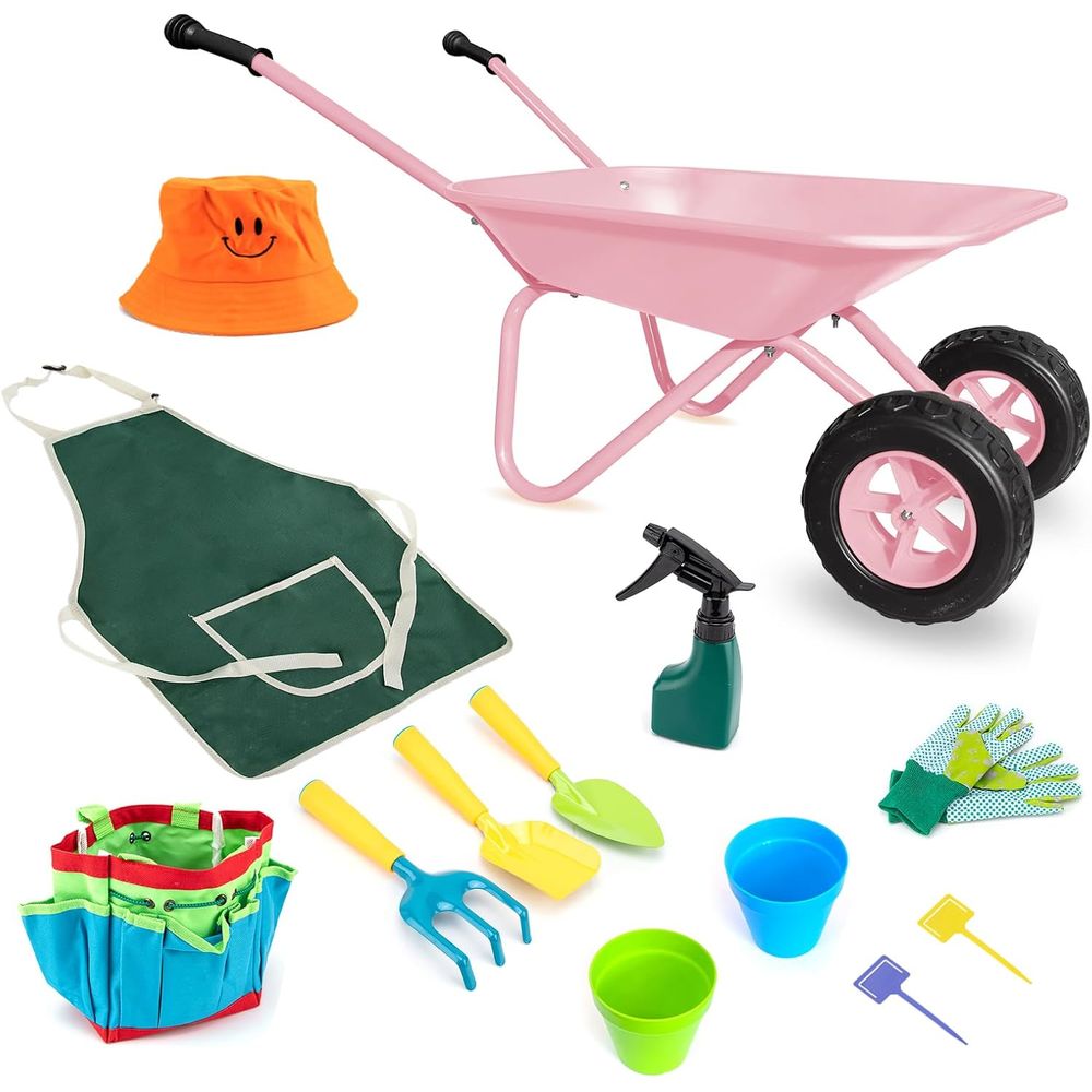 Children's Pink Metal Wheelbar - огляд і ціна Gardening Tools Pink