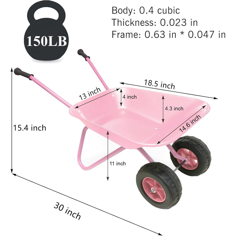 Children's Pink Metal Wheelbar - огляд і ціна Gardening Tools Pink