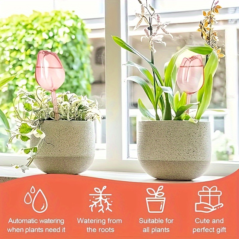 3 pink tulip watering globes w - огляд і ціна Gardening Tools Pink