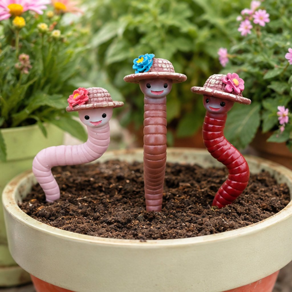 3Pcs Cute Resin Worm Garden St - огляд і ціна Gardening Tools Cute