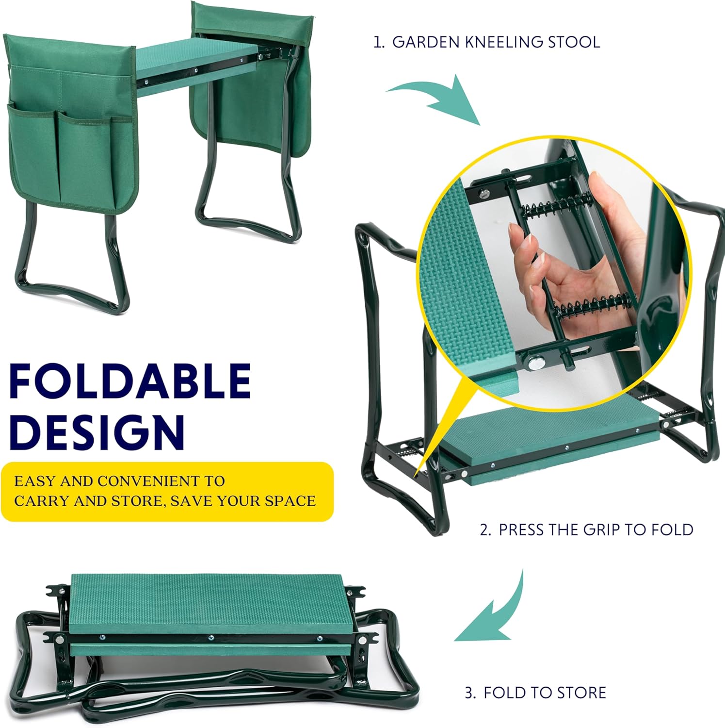 Foldable Garden Kneeler & Seat - огляд і ціна Gardening Tools Green