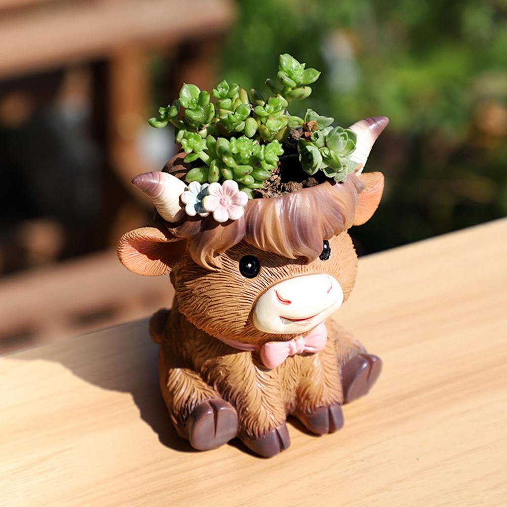 Cute Highland Cow Resin Plante - огляд і ціна Gardening Tools Cute