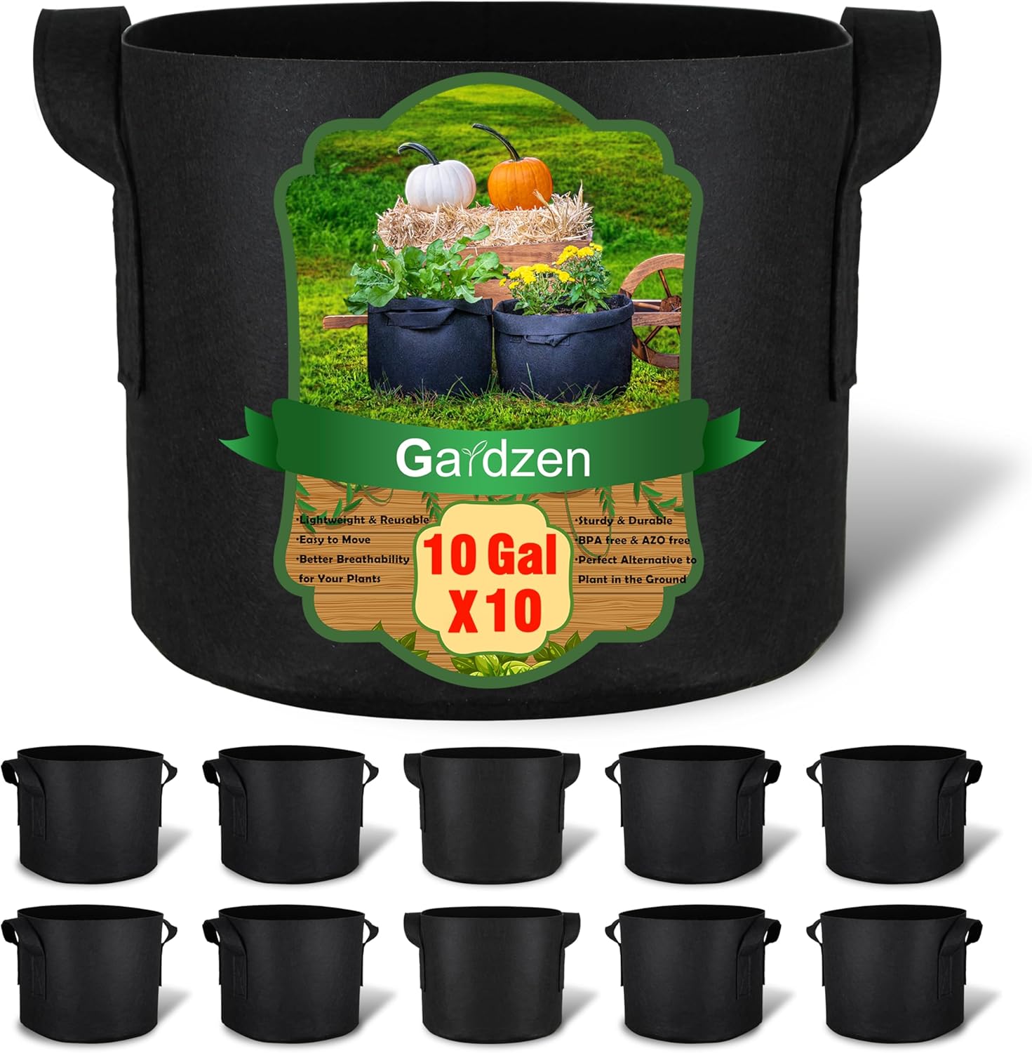 10-Pack 10 Gallon Grow Bags, 3 - огляд і ціна Grow Bags
