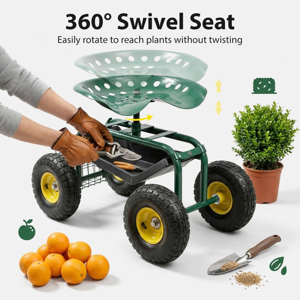 Garden Seat with Wheels, Rolli - огляд і ціна Gardening Tools Basket